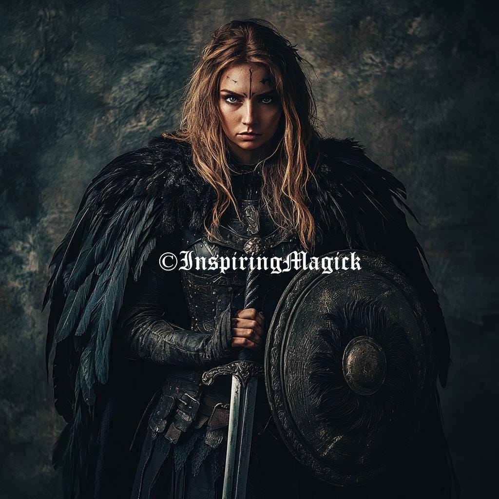 Female Raven Warrior Spirit Companion. Hybrid. Warrior. Mage. Mystic. Courage. Conjuring Remote Binding.