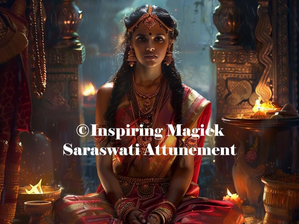 Saraswati Attunement Initiation Hindu Goddess of Wisdom Knowledge Wealth Abundance Spirit Guide Spirit Companion