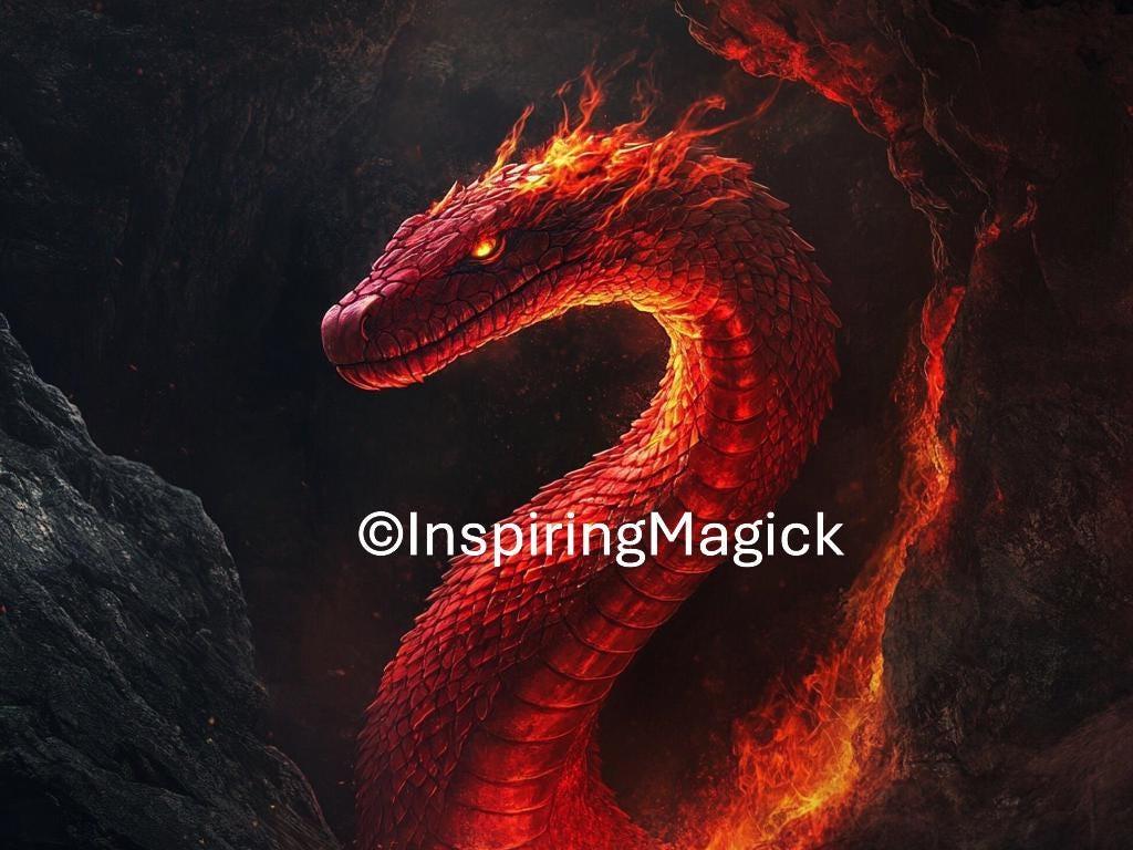 Fire Basilisk Spirit Guide And Companion. Conjuring. Remote Binding.