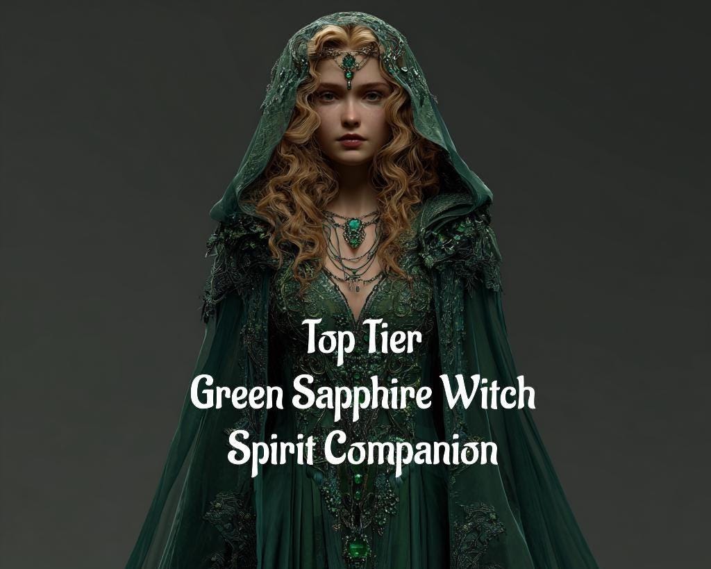 Green Sapphire Witch Spirit Companion Conjuring. Digital Service